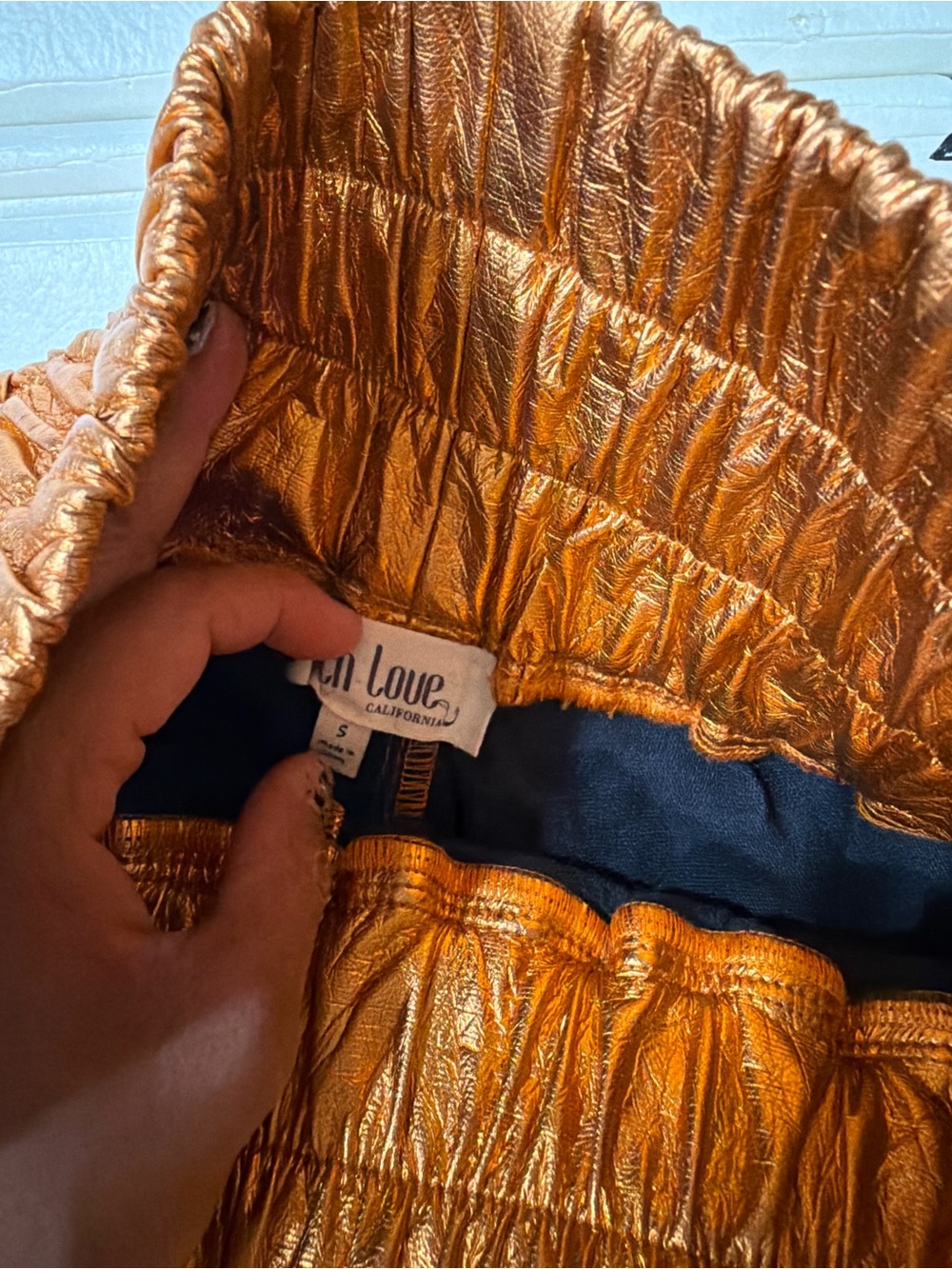 Peach Love California Metallic Copper Skort Shorts - Picture 4 of 6